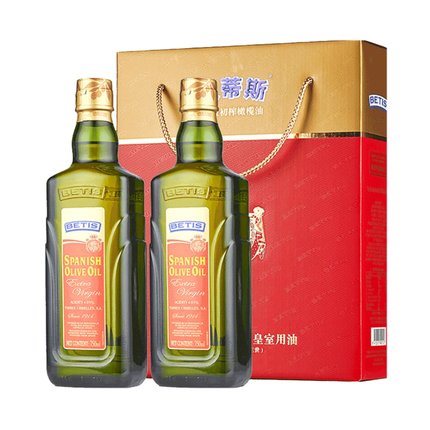 贝蒂斯西班牙进口原装特级初榨橄榄油食用油750ml*2瓶礼盒，郑州总代理